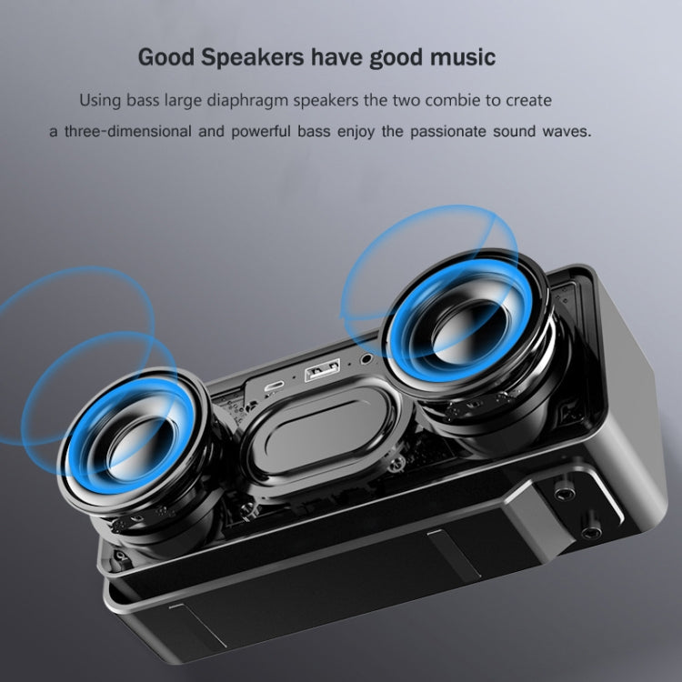 AEC K5 Mirror Alarm Clock Bluetooth Speakers with LED Light Support TF / FM(Black) - Desktop Speaker by AEC | Online Shopping UK | buy2fix