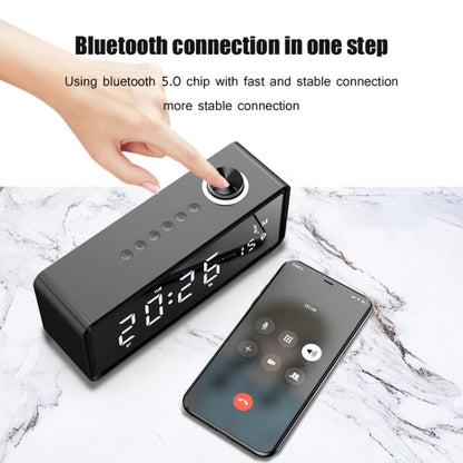 AEC K5 Mirror Alarm Clock Bluetooth Speakers with LED Light Support TF / FM(Black) - Desktop Speaker by AEC | Online Shopping UK | buy2fix