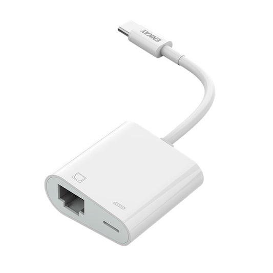 ENKAY Hat-Prince 2 in 1 Type-C Male to Female Type-C + RJ45 Ethernet LAN Network Adapter by ENKAY