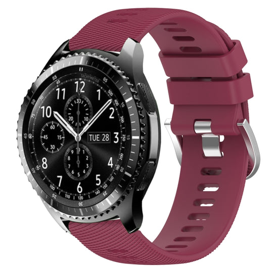 For Samsung Gear S3 Classic 22mm Solid Color Soft Silicone Watch Band(Wine Red)