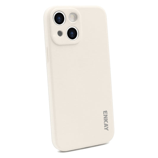 For iPhone 14 ENKAY Liquid Silicone Shockproof Soft Phone Case(Beige) - iPhone 14 Cases by ENKAY | Online Shopping UK | buy2fix