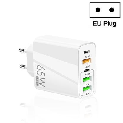 65W Dual PD Type-C + 3 x USB Multi Port Charger for Phone and Tablet PC, EU Plug(White) - USB Charger by buy2fix | Online Shopping UK | buy2fix