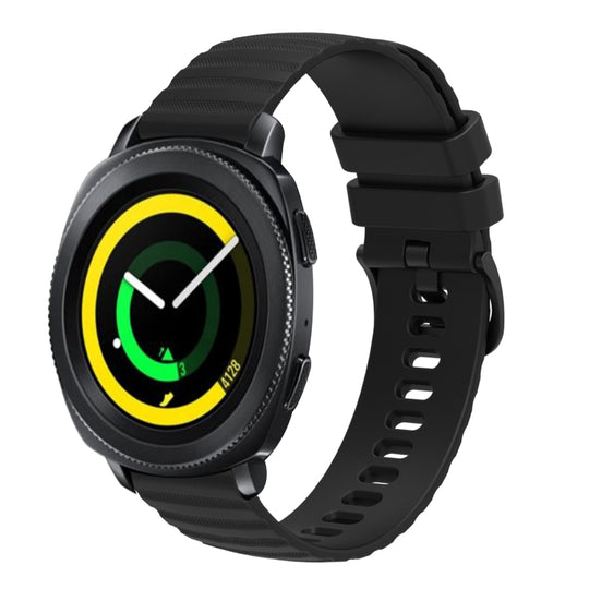 For Samsung Galaxy Gear Sport 20mm Wavy Dotted Solid-Color Silicone Watch Band(Black)