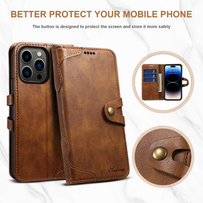 Suteni Calf Texture Buckle Wallet Leather Phone Case For iPhone 14 Pro(Brown) - iPhone 14 Pro Cases by Suteni | Online Shopping UK | buy2fix