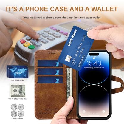 Suteni Calf Texture Buckle Wallet Leather Phone Case For iPhone 14 Pro(Brown) - iPhone 14 Pro Cases by Suteni | Online Shopping UK | buy2fix