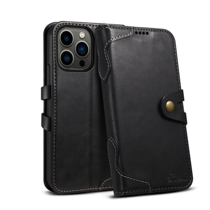 Suteni Calf Texture Buckle Wallet Leather Phone Case For iPhone 14 Pro Max(Black) - iPhone 14 Pro Max Cases by Suteni | Online Shopping UK | buy2fix