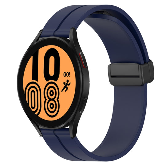 For Samsung Galaxy Watch4 44mm 20mm Solid Color Magnetic Clasp Silicone Watch Band(Midnight Blue)