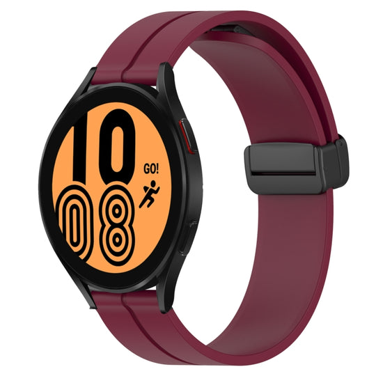 For Samsung Galaxy Watch4 40mm 20mm Solid Color Magnetic Clasp Silicone Watch Band(Wine Red)