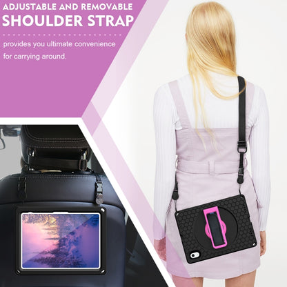 For iPad 2025 / 2022 360 Rotation Stand EVA Hard PC Tablet Case with Strap(Black+Rose) - iPad 2025 / 2022 Cases by buy2fix | Online Shopping UK | buy2fix