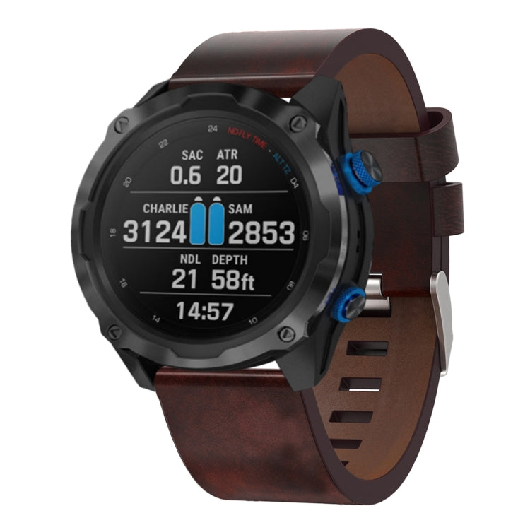 For Garmin Descent MK 2i 26mm Leather Steel Buckle Watch Band(Brown) by buy2fix