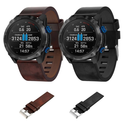For Garmin Descent MK 2i 26mm Leather Steel Buckle Watch Band(Brown) by buy2fix