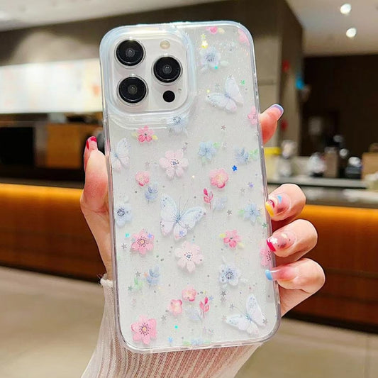 For iPhone 14 Pro Fresh Small Floral Epoxy TPU Phone Case(D06 Love of Butterfly) - iPhone 14 Pro Cases by buy2fix | Online Shopping UK | buy2fix