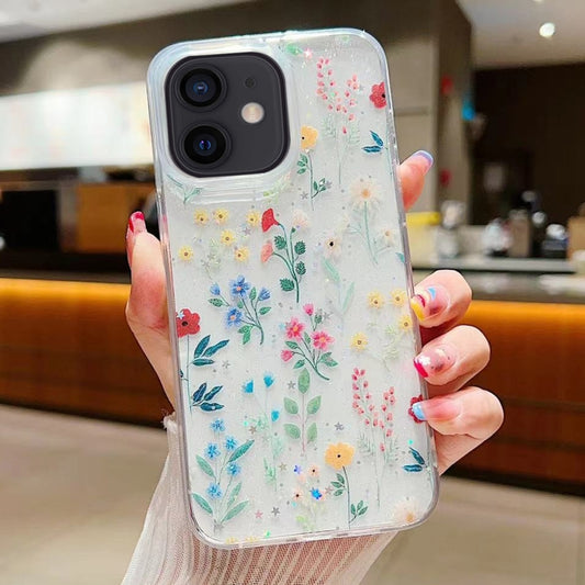For iPhone 12 Fresh Small Floral Epoxy TPU Phone Case(D04 Colorful Floral) - iPhone 12 / 12 Pro Cases by buy2fix | Online Shopping UK | buy2fix