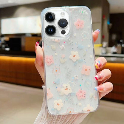 For iPhone 16 Pro Fresh Small Floral Epoxy TPU Phone Case(D02 Hand-painted Flower) by buy2fix