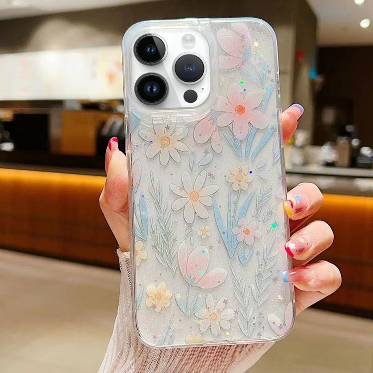 For iPhone 16 Pro Fresh Small Floral Epoxy TPU Phone Case(D03 Floral Pink) by buy2fix