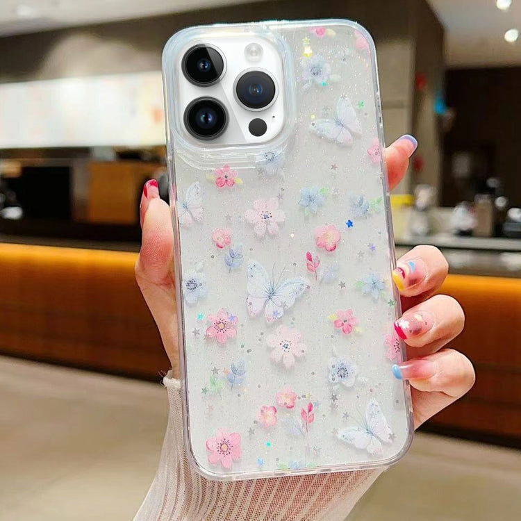 For iPhone 16 Pro Fresh Small Floral Epoxy TPU Phone Case(D06 Love of Butterfly) by buy2fix