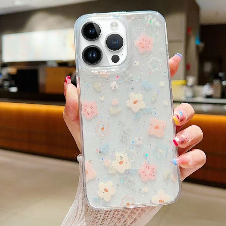 For iPhone 16 Pro Max Fresh Small Floral Epoxy TPU Phone Case(D02 Hand-painted Flower) by buy2fix
