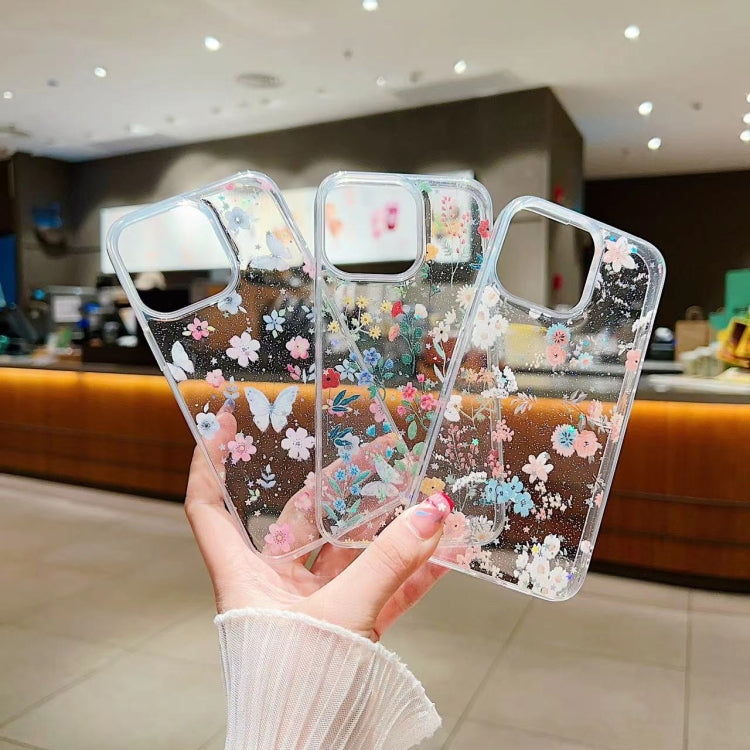 For iPhone 16 Pro Fresh Small Floral Epoxy TPU Phone Case(D06 Love of Butterfly) by buy2fix