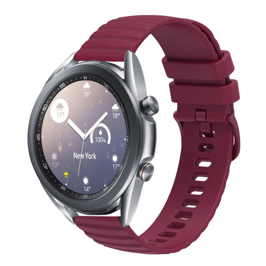 For Samsung Galaxy Watch3 45mm 22mm Wavy Dot Pattern Solid Color Silicone Watch Band(Wine Red)