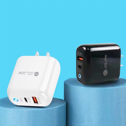 PD04 PD20W Type-C + QC18W USB Mobile Phone Charger with LED Indicator, US Plug(Black) by buy2fix