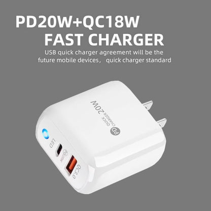 PD04 PD20W Type-C + QC18W USB Mobile Phone Charger with LED Indicator, US Plug(Black) by buy2fix