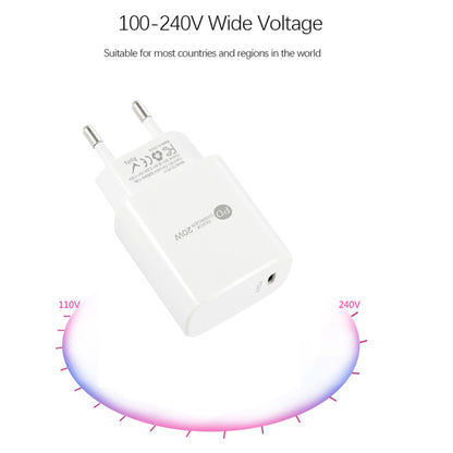 PD11 Single PD3.0 USB-C / Type-C 20W Fast Charger with 1m Type-C to Type-C Data Cable, EU Plug(Black) by buy2fix