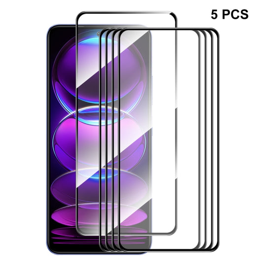 For Xiaomi Redmi Note 12 Pro+ 5pcs ENKAY Full Glue 0.26mm 9H 2.5D Tempered Glass Full Film