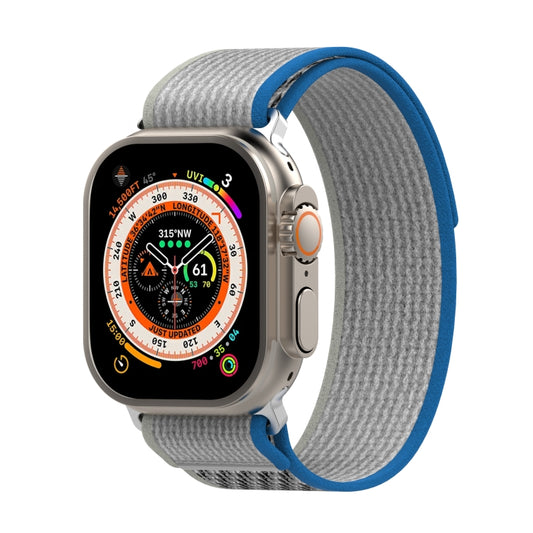 Double Color Nylon Hook and Loop Fastener Watch Band For Apple Watch Ultra 49mm(Blue+Grey) by buy2fix