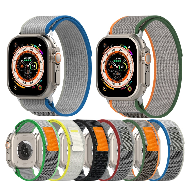 Double Color Nylon Hook and Loop Fastener Watch Band For Apple Watch Ultra 49mm(Blue+Grey) by buy2fix