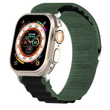 Double Color Nylon Watch Band For Apple Watch Ultra 49mm(Green+Black) by buy2fix