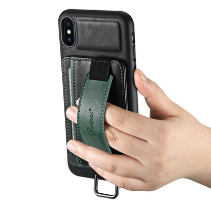 Suteni H13 Card Wallet Wrist Strap Holder PU Phone Case For iPhone XR(Black) - More iPhone Cases by Suteni | Online Shopping UK | buy2fix