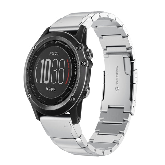 For Garmin Fenix 3 HR 26mm Tortoise Shell Stainless Steel Watch Band(Sliver)