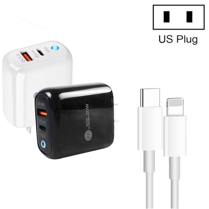 PD04 Type-C + USB Mobile Phone Charger with Type-C to 8 Pin Cable, US Plug(White) by buy2fix