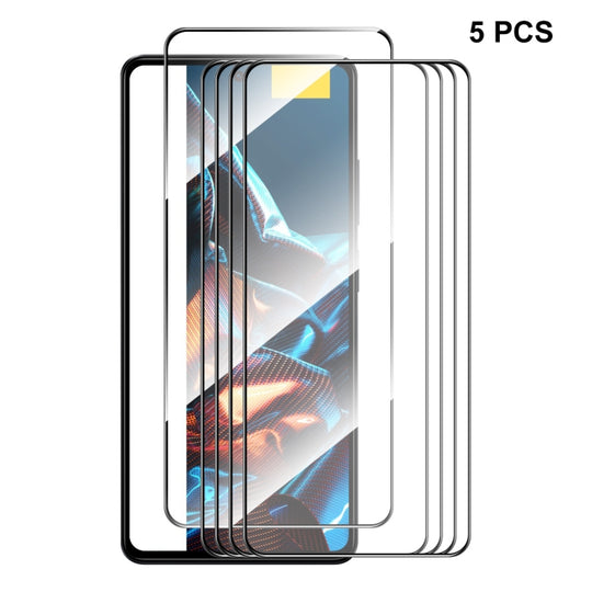 For Xiaomi Poco X5 5pcs ENKAY Hat-Prince Full Glue 0.26mm 9H 2.5D Tempered Glass Full Film