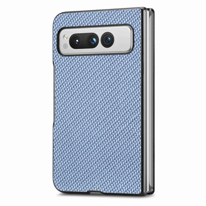 For Google Pixel Fold Carbon Fiber Texture Leather Back Cover Phone Case(Blue) by buy2fix