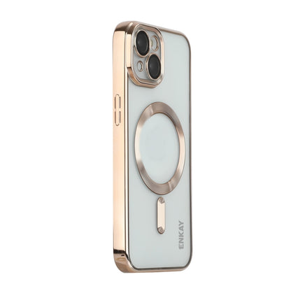 For iPhone 14 ENKAY Electroplated MagSafe Shockproof TPU Phone Case with Lens Film(Gold) by ENKAY