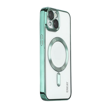 For iPhone 14 ENKAY Electroplated MagSafe Shockproof TPU Phone Case with Lens Film(Green) by ENKAY