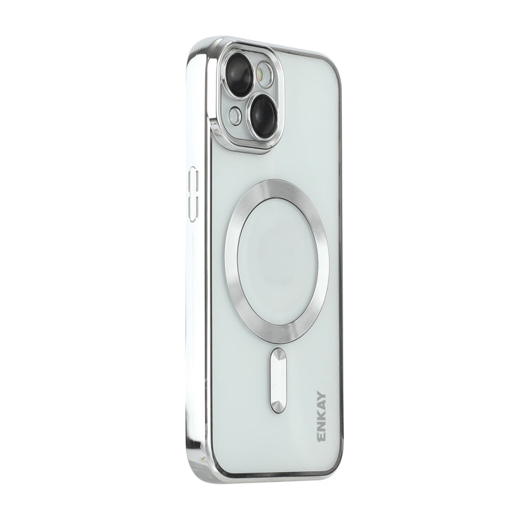 For iPhone 14 ENKAY Electroplated MagSafe Shockproof TPU Phone Case with Lens Film(Silver) by ENKAY