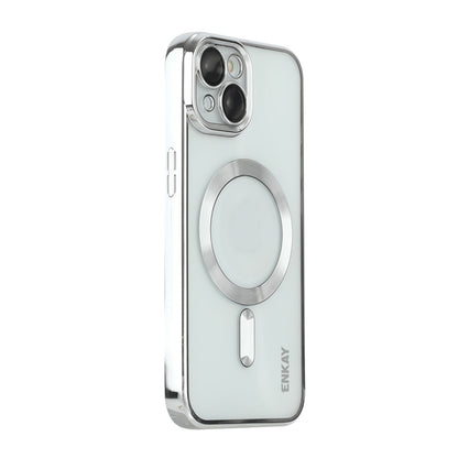 For iPhone 14 ENKAY Electroplated MagSafe Shockproof TPU Phone Case with Lens Film(Silver) by ENKAY