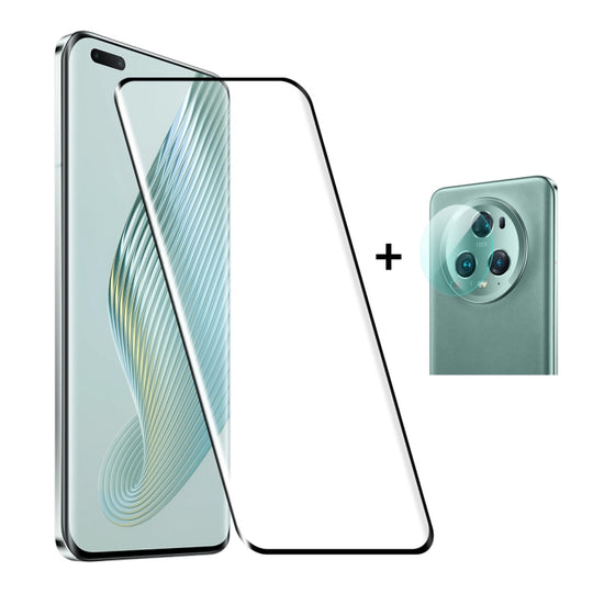 1pc For Honor Magic5 Pro ENKAY 0.26mm 3D Hot Bending Tempered Glass Full Film with Lens Film