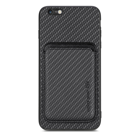 For iPhone 6 Plus / 6S Plus Carbon Fiber Leather Card Magsafe Magnetic Phone Case(Black) by buy2fix