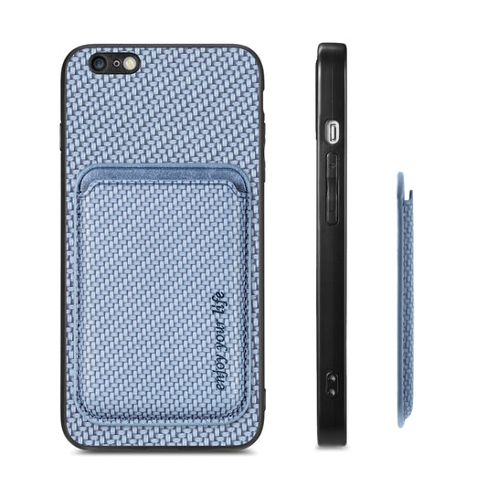 For iPhone 6 Plus / 6S Plus Carbon Fiber Leather Card Magsafe Magnetic Phone Case(Blue) by buy2fix