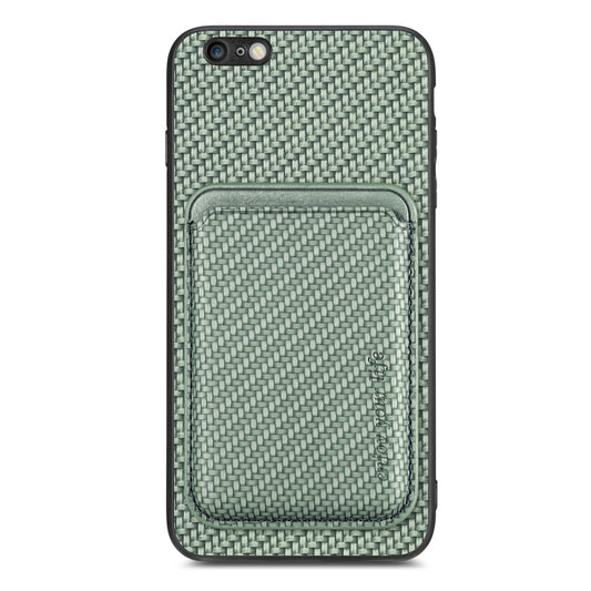For iPhone 6 Plus / 6S Plus Carbon Fiber Leather Card Magsafe Magnetic Phone Case(Green) by buy2fix