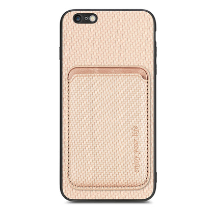 For iPhone 6 Plus / 6S Plus Carbon Fiber Leather Card Magsafe Magnetic Phone Case(Khaki) by buy2fix