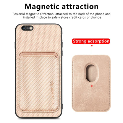 For iPhone 6 Plus / 6S Plus Carbon Fiber Leather Card Magsafe Magnetic Phone Case(Khaki) by buy2fix