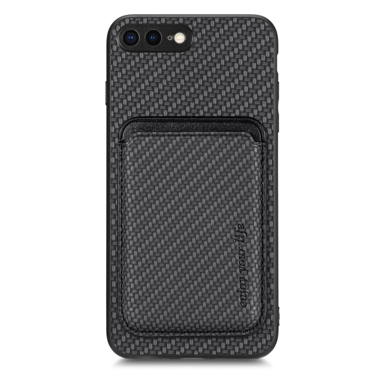 For iPhone 7 Plus / 8 Plus Carbon Fiber Leather Card Magsafe Magnetic Phone Case(Black) by buy2fix