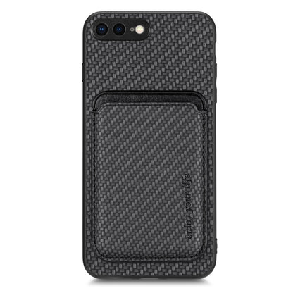 For iPhone 7 Plus / 8 Plus Carbon Fiber Leather Card Magsafe Magnetic Phone Case(Black) by buy2fix