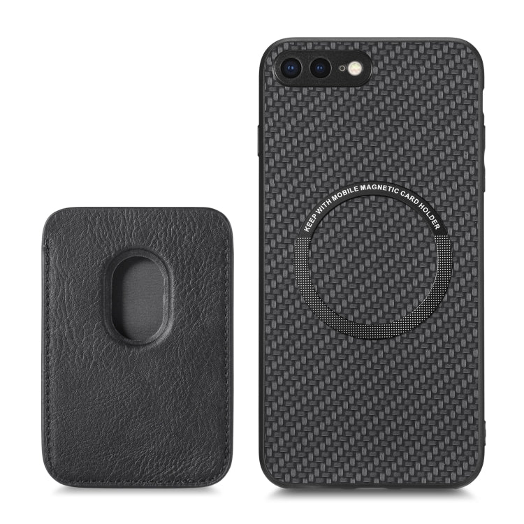For iPhone 7 Plus / 8 Plus Carbon Fiber Leather Card Magsafe Magnetic Phone Case(Black) by buy2fix