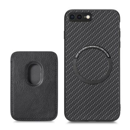For iPhone 7 Plus / 8 Plus Carbon Fiber Leather Card Magsafe Magnetic Phone Case(Black) by buy2fix
