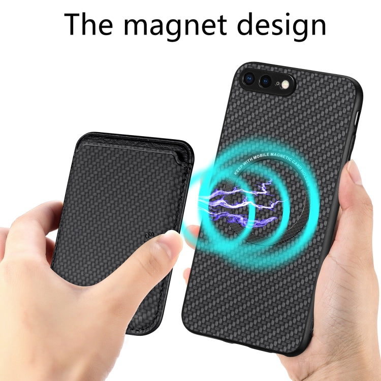 For iPhone 7 Plus / 8 Plus Carbon Fiber Leather Card Magsafe Magnetic Phone Case(Black) by buy2fix